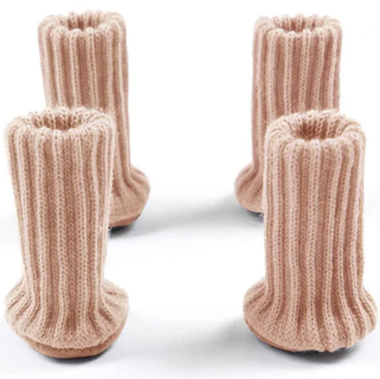 4-Möbelsocken Beige mit weissem Hintergrund